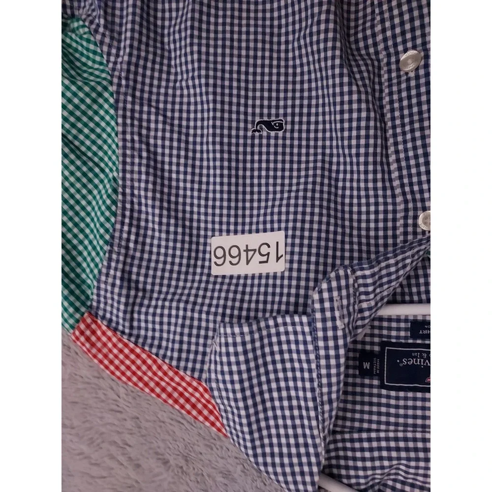 J Crew Shirt Mens Medium Colorblock Preppy Retro Wolf Wall Street‎ Check Whale M